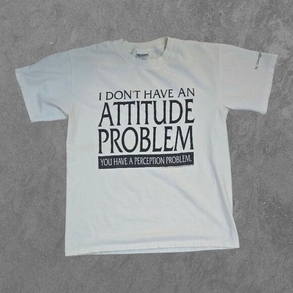 Vintage Attitude Problem Mens M Graphic T Shirt 90s Funny Tee - Picture 1 of 6